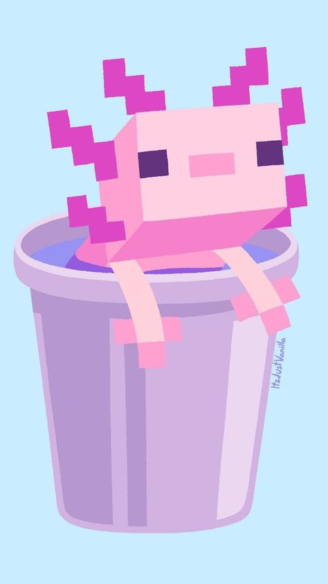 AXOLOTL IN BUCKET WILL MELT YOUR HEART Cute Axolotl, Minecraft