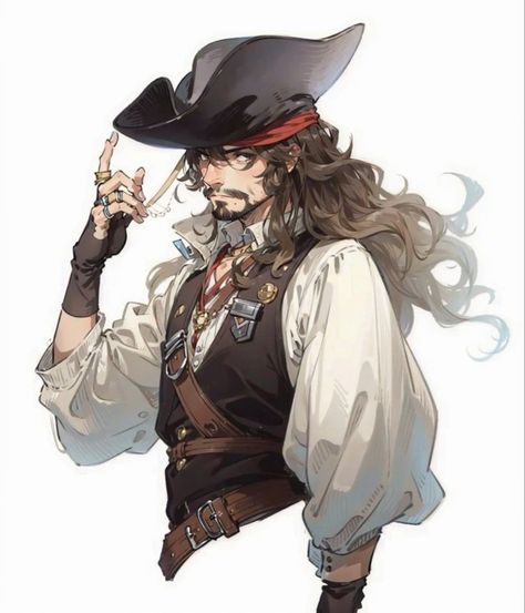 Old Pirate Character, Fantasy Pirate Art Male, Pirate Dnd Art, Pirate Captain Character Design, Pirate Character Design Male, Male Pirate Oc, Pirate Character Art Male, Pirates Character Design, Pirate Dnd Character