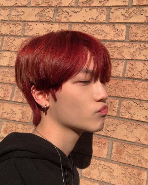 spooɟ puas on Instagram: “What tea do rich people buy? Property. 😝😳” Red Hair Asian Men, Red Hair Icon, Asian Red Hair, Hair Color Cherry Coke, Cherry Coke Hair, Kpop Hair Color, Red Hair Boy, Red Hair Men, Kore Ulzzang