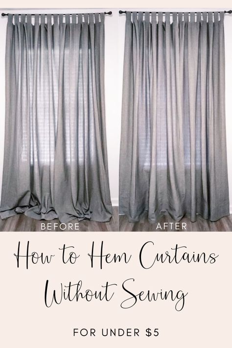 Super easy and cheap DIY :) #howtohemcurtainswithoutsewing #diy #hem #homeproject #nosew #ikeacurtains Hem Curtains, How To Hem Curtains, Curtains Without Sewing, Diy Drapes, Long Drapes, Ikea Curtains, Cheap Curtains, No Sew Curtains, Simple Curtains