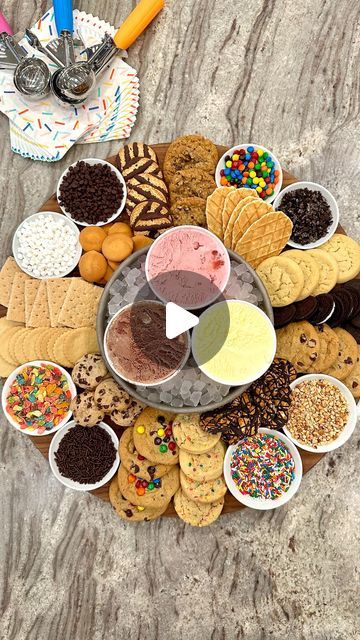 Maegan Brown ~ The BakerMama on Instagram: "How fun is this Build-Your-Own Cookie Ice Cream Sandwich Board?! 🍪🍨🍪🎉 with an array of cookies, ice cream flavors and toppings to roll your cookie sandwiches in, this board is sure to make summertime even sweeter for everyone! 😋✨  Comment “board” and I’ll DM you the link for all my favorite treats to add! 🤗 #BoardsByTheBakerMama #TheBakerMama  https://thebakermama.com/recipes/build-your-own-cookie-ice-cream-sandwich-board/  #icecream #icecreamsandwich #cookiesandwich #dessertidea #dessertboard #icecreamsandwiches" Cookie Ice Cream Sandwich, Cookies Ice Cream, Cookie Ice Cream, Cookie Sandwich, Cookie Sandwiches, Ice Cream Cookie Sandwich, Sandwich Board, Kids Treat, Charcuterie Recipes