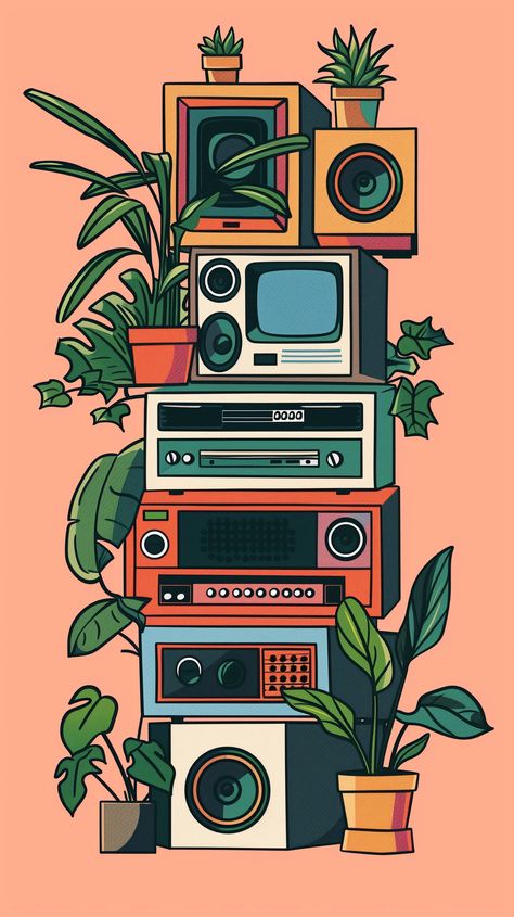 Image showcase directed by ThetaCursed, License: CC BY-NC 4.0 Vector Art Wallpaper Iphone, Aesthetic House Illustration, Line Vector Illustration, Speaker Illustration Art, Speakers Illustrations, Vector Style Illustration, Retro Posters Aesthetic, One Color Illustration, Boombox Illustration