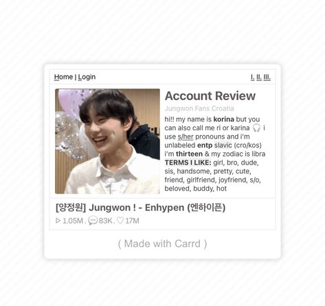 Carrd Inspo For Boyfriend, Carrd.co Theme, Idea Template, Carrd Inspiration, Carrd Stuff, Kpop Theme, Rentry Inspo, Card Inspo