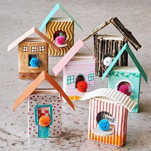 Cute DIY matchbox birdhouses winter kids craft Matchbox Crafts, Match Boxes, Matchbox Art, Kids Canvas, Winter Crafts For Kids, Match Box, Crafty Kids, Childrens Crafts, Winter Kids