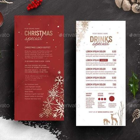 Ornate Christmas Menus Christmas Menu Design, Christmas Menu Template, Christmas Menus, Xmas Menu, Coffee Menu Design, Christmas Brochure, Christmas Pizza, Christmas Party Drinks, Catalog Design Layout