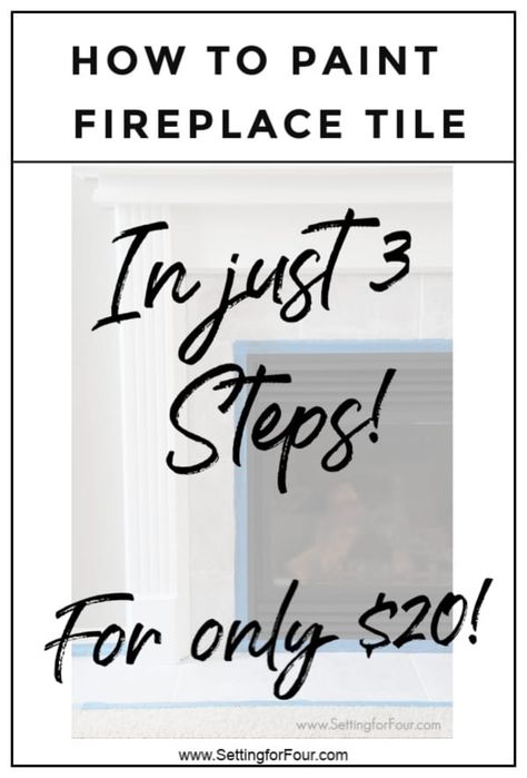 Learn how to paint fireplace tile for only $20, in just 3 steps! No sanding!The DIY tutorial, the paint I used and before and after pictures are included! This DIY project is so quick and easy! #quick #easy #diy #tile #paint #fireplace #color #ceramic #livingroom #homeimprovement Paint Tile Around Gas Fireplace, Stenciled Fireplace Tile, Fireplace Tile Paint, Painting Tile Fireplace Surround, Paint Tile Fireplace Before And After, Painted Tile Fireplace, Can You Paint Tile, Glass Tile Fireplace, Paint Fireplace Tile