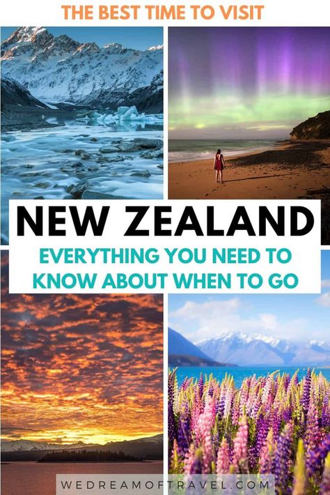 Trying to decide when to travel to New Zealand?  This guide will help you figure out when the best time to visit New Zealand is for you.  Information based on month, seasons and events to help you plan your travels to New Zealand! #newzealand #travel New Zealand Itinerary, New Zealand Adventure, New Zealand Travel Guide, Nz Travel, Inspiring Places, Visit New Zealand, New Zealand South Island, Oceania Travel, Rotorua