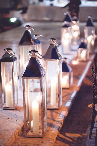 Wedding+Ideas:+lanterns-candles-wedding-decor Candle Lanterns Wedding, Vintage Nautical Wedding, Silver Lanterns, Storm Lantern, Lite Brite, Candle Wedding Decor, Vintage Nautical, Miami Wedding, Nautical Wedding