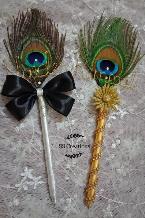 Pithi Sticks, Pithi Decoration Thali, Tilak Stick, Janmashtami Craft, Matki Decoration, Shadi Decoration, Nikkah Pen, Nikah Pen, Kalash Decoration