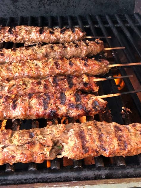 Ground Beef Meat Sticks, Ground Beef Kebab Recipes, Brazilian Kabobs, Ground Pork Grill Recipes, Middle Eastern Beef Kabobs, Persian Ground Beef Recipes, Ground Beef Kabobs, Persian Kabob Recipe, Kafta Kabob Recipe