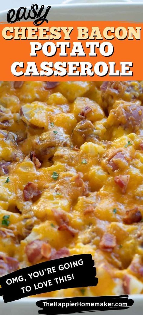 Cheesy Bacon Potatoes Oven, Cast Iron Cheesy Potatoes, Ham And Bacon Cheesy Potatoes, Baked Potato Casserole With Bacon, Bacon Egg Potato Cheese Casserole, Cheesy Potatoes Without Sour Cream, Cheesy Bacon Hashbrown Casserole, Small Batch Cheesy Potatoes, Potatoes And Cheese Recipes