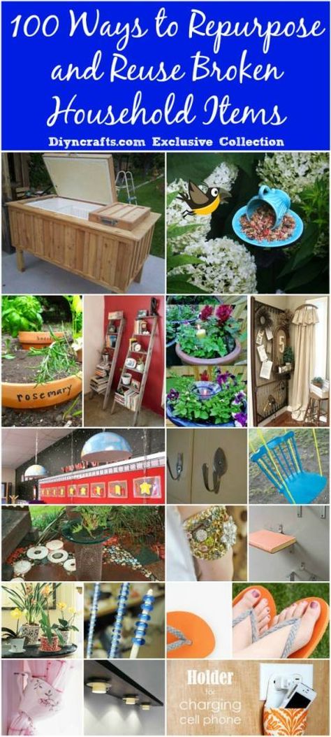 100 Ways to Repurpose and Reuse Broken Household Items Prepper Ideas, Recycled Decor, Upcycle Repurpose, Furniture Redo, Repurposed Items, Recycled Projects, Upcycle Recycle, Reuse Recycle, Upcycled Crafts