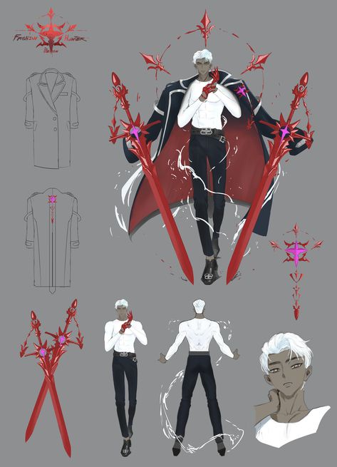 Red Demon Character Design, Demon Hunter Character Design, Character Design Fashion, Original Character Design, Mini Project, Demon Hunter, Original Character, Character Sheet, Character Designs