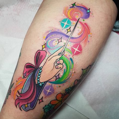 Fairy Godmother Tattoo, God Mother Tattoo, Fairy Godmother Tattoo Ideas, Godmother Tattoo, Fairy Wand Tattoo, Godmother Tattoo Ideas, Liverpool Tattoo, Wand Tattoo, Mother Tattoos