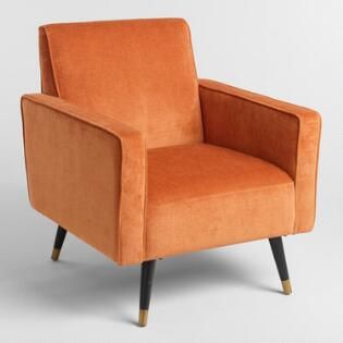 Coral Home Decor, Orange Armchair, Affordable Living Room Furniture, Chairs Logo, Cute Living Room, Black Dining Room Chairs, Comfortable Accent Chairs, Orange Chair, Classic Armchair