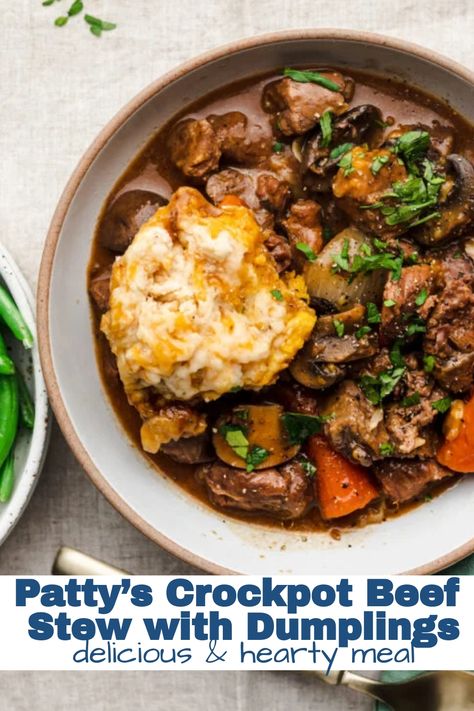 Patty’s Crockpot Beef Tip Stew with Dumplings Crockpot Beef Stew And Dumplings, Pit Beef, Beef Stew With Dumplings, Beef Tri Tip, Beef Tip Recipes, Stew And Dumplings, Beef Stew Crockpot, Delicious Slow Cooker Recipes, Pot Beef Stew