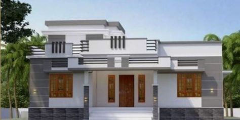 Classy Single Floor House Plan in Cool Colors | Pinoy ePlans Single House Design, Small House Design Kerala, Single Floor House Design, Flat Roof House, Indian House Plans, House Village, Small House Elevation, Small House Front Design, House Balcony Design