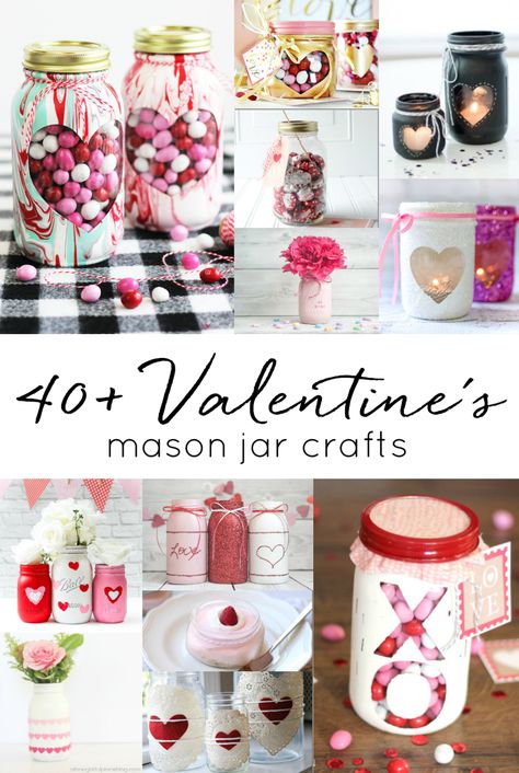 Valentine's Day Craft Ideas in Mason Jars. Heart Crafts for Valentine's Day. Valentine Jar Crafts. DIY Mason Jar Gifts and Decor for Valentine's Day. Jar Decoration Ideas, Valentine Mason Jar, Mason Jar Gifts Diy, Jar Projects, Crafts Love, Crafts With Glass Jars, Diy Valentine's Day Decorations, Mason Jar Projects, Valentine's Day Crafts For Kids