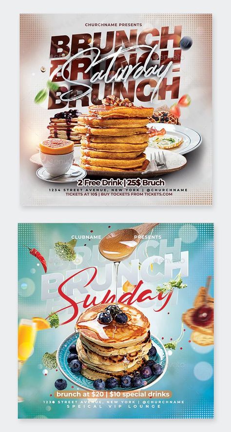 Advertisement Design Layout, Advertising Design Layout, Brunch Poster, Brunch Flyer, Flyers Ideas, Food Creatives, Brunch Event, Flyer Inspiration, Brunch Cafe