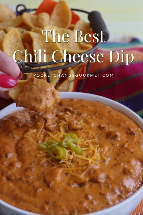 If you need a budget-friendly recipe for a delicious chili cheese dip for your Fourth of July celebration, may I suggest trying the best chili cheese dip recipe I've found? It's a family favorite at our house. I love it because it's easy to make in the microwave in five minutes and it only requires five ingredients. Why not give it a try? pocketchangegourmet.com#chilicheesedip #recipes #FouthofJuly #BBQsnacks Chill Cheese Dip, Cheese Chili Dip, Chile Cheese Dip, Hamburger Dip, Chili Cheese Dip Recipes, 2017 Hairstyles, Bbq Snacks, Chili Cheese Dip, Savory Appetizers