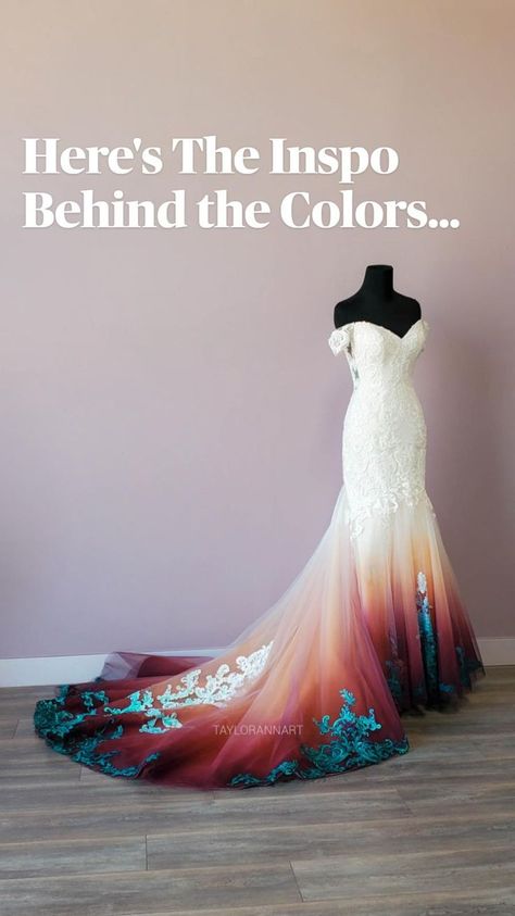 Dipped Wedding Dress, Native American Wedding Dress, Dip Dye Wedding Dress, Dye Wedding Dress, American Wedding Dress, Ombre Wedding Dress, Native American Wedding, Mexican Wedding Dress, Western Themed Wedding