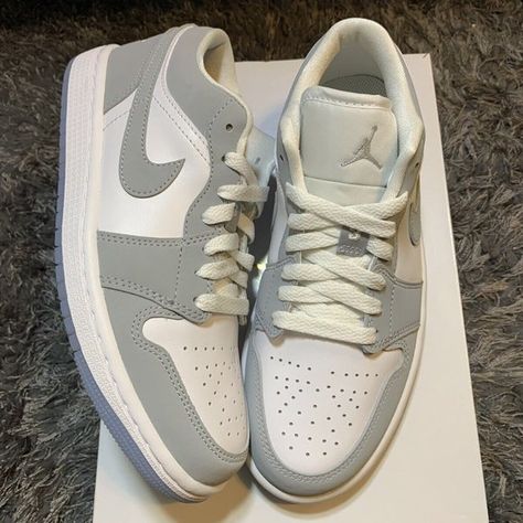 Air Jordan 1 Low White Wolf Grey Women Casual Lifestyle White Foundation, Air Jordan 1 Low White, Jordan 1 Low White, Retro Basketball Shoes, Jordan Grey, Retro Basketball, Nike Air Jordan 1 Low, Casual Lifestyle, Womens Air Jordans