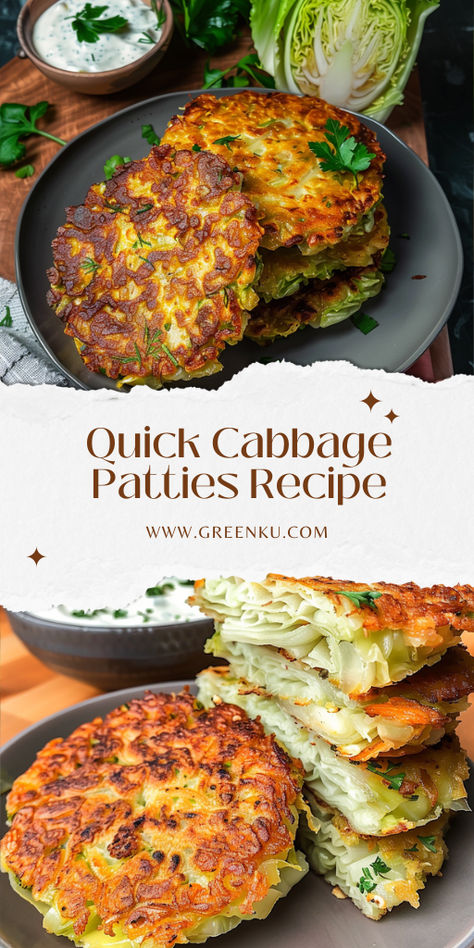 Quick Cabbage Patties Recipe Vegan Cabbage Patties, Different Cabbage Recipes, Recipes For Cabbage, French Cabbage Recipes, Ideas For Cabbage, Cabbage Recipe Ideas, Cabbage Patties Recipe, Cabbage Patty Recipe, Cabbage Potato Recipes