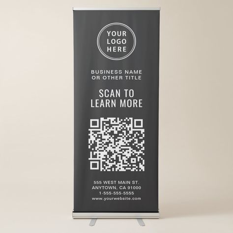 Conference Branding, Roll Banner, Indoor Banner, Qr Code Business, Retractable Banner, White Typography, Textile Prints Design, Business Banner, Prints Design