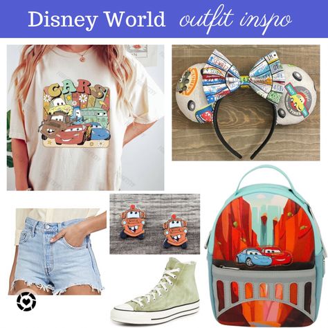 Disney Cars Outfit Ideas, Cars Themed Disney Outfit, Disney Cars Outfit Women, Disney World Women’s Outfits, Cute Disney Outfits Hollywood Studios, Disneyworld Outfit, Car Outfit, Cute Disney Outfits, Retro Disney