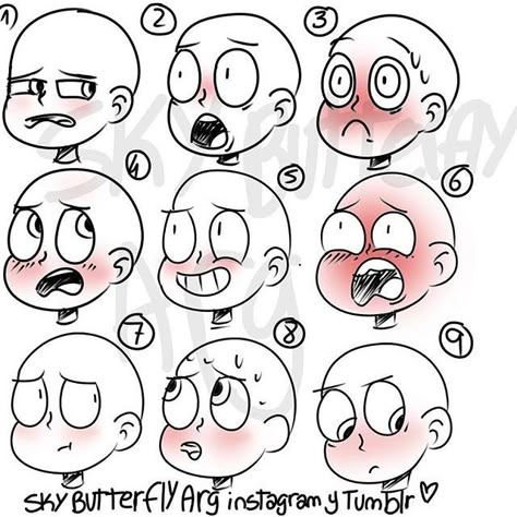 Face expressions (part 1) رسم كاريكاتير, Cartoon Expression, Cartoon Body, Drawing Face Expressions, Drawing Cartoon Faces, Cartoon Style Drawing, Manga Drawing Tutorials, Sketches Tutorial, 캐릭터 드로잉