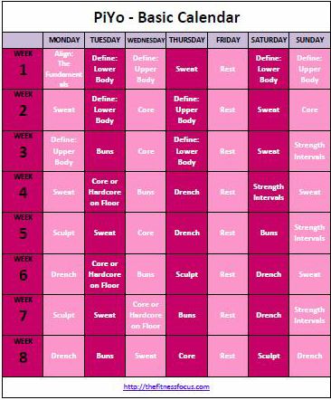 PiYo - Workout Calendar and Schedule to Download or Print Piyo Workout Schedule, Piyo Workout, Chalene Johnson, Beachbody Programs, Beachbody Workouts, Basic Workout, Workout Calendar, Workout Schedule, Healthy Fitness