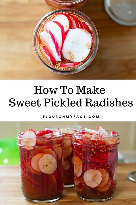 How To Make Refrigerator Sweet Pickled Radishes Pickled Radish Recipe, Spicy Refrigerator Pickles, Radish Recipe, Quick Pickled Radishes, Pickled Radish, Quick Pickled, Radish Recipes, Pickled Radishes, Refrigerator Pickles