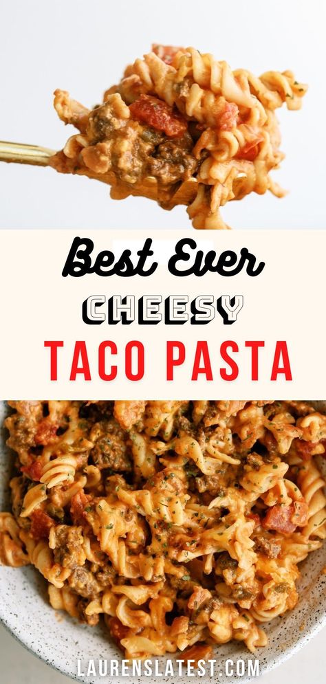 Cheesy Beef Taco Pasta, Mexican Pasta Recipes, Taco Pasta Bake, Taco Pasta Recipe, Noodles Dinner, Cheesy Taco Pasta, Beef Taco Seasoning, Ground Beef Taco Seasoning, Taco Pasta Recipes