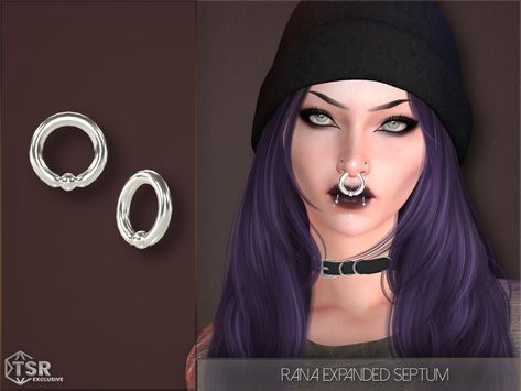 Ts4 Gothic Cc, Sims 4 Septum Piercing Cc, Sims 4 Cc Septum Piercing, Sims 4 Cc Alternative, Sims 4 Alternative Cc, Sims 4 Cc Goth, Sims Accessories, Stretched Septum, Sims 4 Piercings