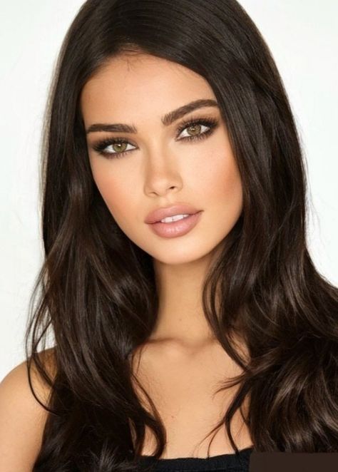 Dark Feline Makeup, Brown People Makeup, Black Hair Pale Skin Brown Eyes, Hooded Almond Eyes, Espresso Makeup Look, Makeup For Cool Undertones, Makeup Small Eyes, Makeup Almond Eyes, Dark Brown Eyes Makeup