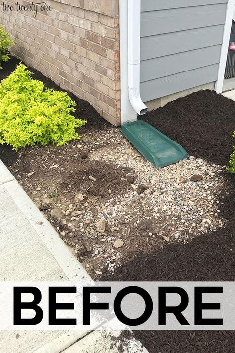 Downspout Landscaping Ideas, Easy Front Landscaping, Landscape Next To House, Simple Landscaping Side Of House, Landscape Ideas Around Patio, Small Front Yard Landscaping Ideas Rocks, Landscaping Ideas For Front Of House Diy, How To Landscape With Rocks, Easy Landscape Ideas Front Yard