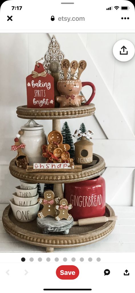 Christmas Teird Tray, Christmas Decorations Apartment, Christmas Decor Diy, Apartment Decor, Gingerbread, Christmas Diy, Tray, Christmas Decorations, Christmas