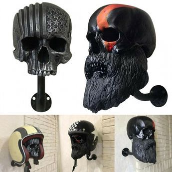 Motorcycle Helmet Rack Wall Mount Helmet Holder Hanger SKU: G00166124847187728 Description: 100% brand new and high quality. The skull helmet rack fits any helmet. It is a good choice to hang on the wall or put on the table. You can put it on the shoe counter at the door, or on the table in room or anything else. It will be a great Halloween ornament. The skull helmet holder is made of the best size,Large,Sturdy and Durable,Will not fade or rust,The size of the skull is just right for the helmet size. This will be the best perfect gift for a cyclist, motorcyclist or biker in Halloween, Thanksgiving, Fathers day, Birthday,Christmas, housewarming or any holiday season. This helmet wall mount is also a good decoration, he is detachable, you can put it on Decorate your room wherever you want. Helmet Wall Mount, Table In Room, Motorcycle Helmet Rack, Skull With Beard, Helmet Rack, Helmet Holder, Skull Helmet, Halloween Ornaments, Xmas Presents