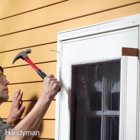 Screen Door Repair, Door Sweep, White Spray Paint, Home Fix, Door Repair, Storm Door, Family Handyman, Diy Home Repair, Door Makeover