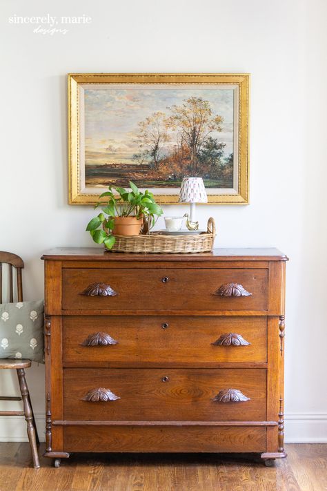 Living Room Refresh - Plans & Progress - Sincerely, Marie Designs Vintage Dresser In Living Room, Small Dresser In Living Room, Dressers In Living Room Ideas, Dresser In Living Room Decor, Living Room Dresser, Dresser Inspo, Dresser Living Room, Styled Living Room, Pretty Interiors