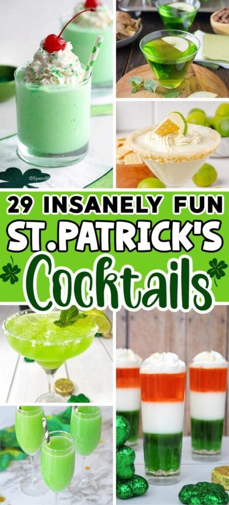 29 Insanely Good St. Patrick's Day Cocktails - ZEN AND HONEY St Patricks Cocktails, St Patty's Day Drinks, Green Alcoholic Drinks, St Patricks Day Cocktails, Leprechaun Cocktail, Irish Cocktails, Green Cocktails, Sant Patrick, St Patricks Day Drinks