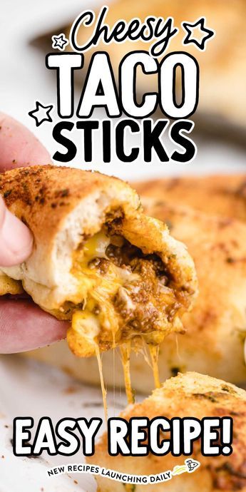 Puffy Taco, Cheesy Taco Sticks, Taco Sticks, Stuffed Rolls, Taco Roll, Mexican Dinner Recipes, Random Recipes, Supper Ideas, Mexican Dinner