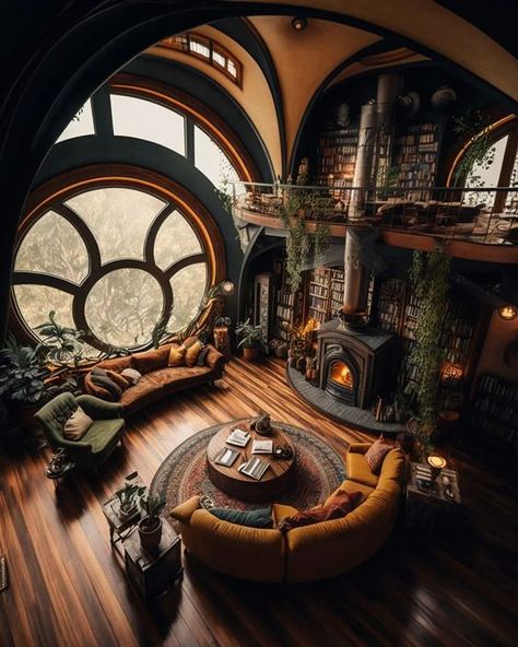 Ben Myhre on Instagram: “Hufflepuff + Hobbit inspired libraries and reading nooks 🦡🌿☀️✨️Ravenclaw, Slytherin and Gryffindor libraries up next⚡️ . . . Conjured…” Hufflepuff Room, Casa Hobbit, Fantasy Rooms, Fantasy Homes, Hobbit House, Fantasy House, Dream House Interior, Dream Rooms, Home Library