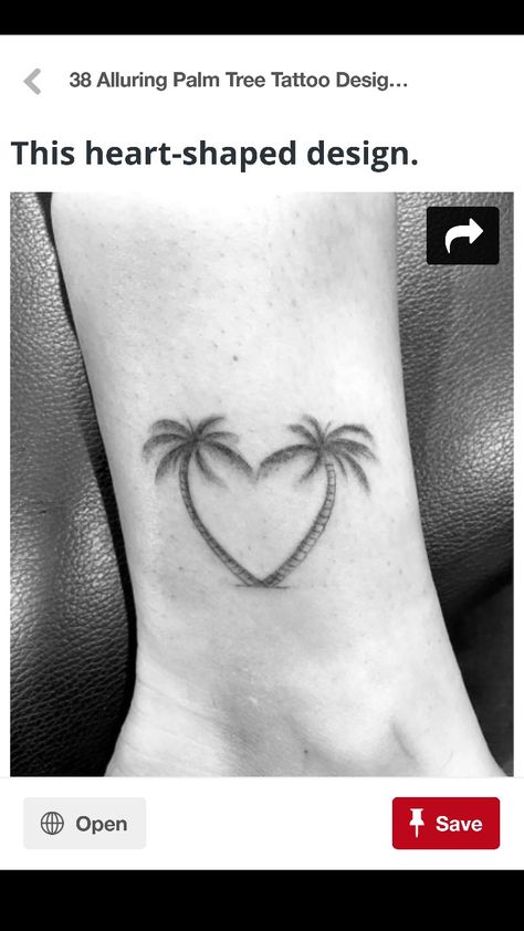 Tree Heart Tattoo, Heart Henna, Tree Tattoo Ankle, Palm Tree Tattoo Ankle, Beach Inspired Tattoos, Tree Tattoo Meaning, Tree Sleeve Tattoo, Tattoo Tree