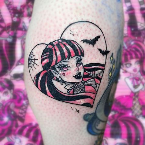 Draculaura Tattoo, Aurora Tattoo, Stick Poke, Random Tattoos, Vampire Tattoo, Emo Tattoos, Goth Tattoo, Bat Tattoo, Kawaii Tattoo