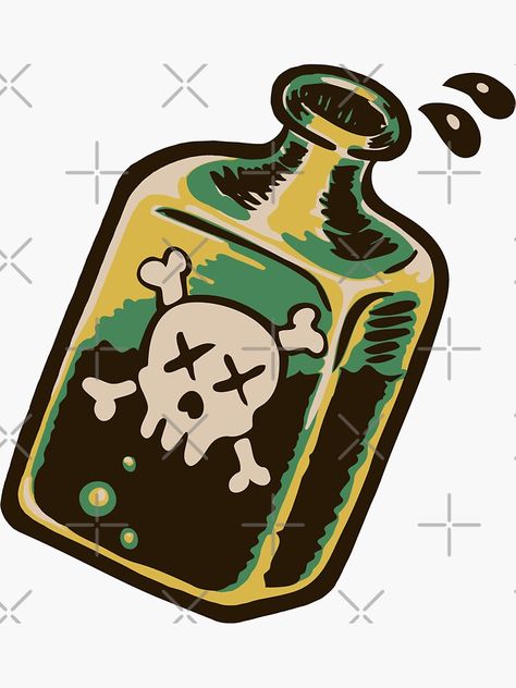 Poison Bottle Illustration, Alcohol Bottle Drawing, Poison Character, Poison Drawing, Poison Drawings, Anime Eyebrows, Salamanders 40k, Cocktails Drawing, Sleeve Inspiration