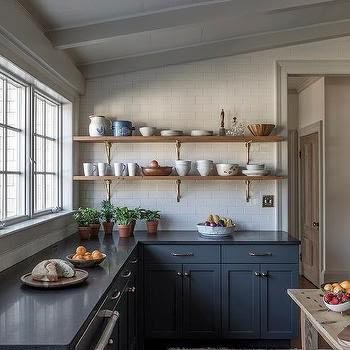 Blue Base Kitchen Cabinets Design Ideas Charcoal Kitchen, Model Dapur, Caitlin Moran, Minimalist Dekor, Black Granite Countertops, Kabinet Dapur, Bedroom Minimalist, Blue Kitchen Cabinets, Black Countertops