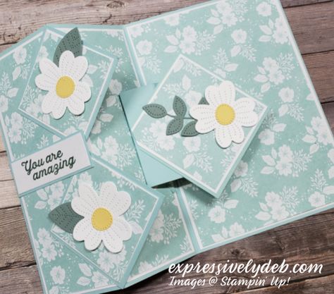 Stampin Up Cards 2022-2023 Newest Fun Fold Cards, Card Folding Techniques Templates, Diy Card Templates, Hello Card Ideas, Special Birthday Cards Handmade, Fun Fold Cards Tutorials Cardmaking, Folded Cards Ideas Templates, Foldable Cards Diy, Fancy Cards Ideas