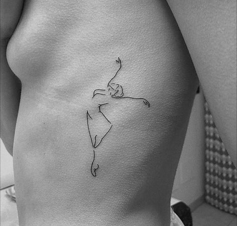 Dancers Tattoo Ideas, Contemporary Dance Tattoo, The Show Must Go On Tattoo, Tattoos For Dancers, Ballet Tattoo Minimalist, Dance Tattoo Ideas Dancers, Dance Related Tattoos, Tiny Dancer Tattoo, Dancer Tattoo Ideas