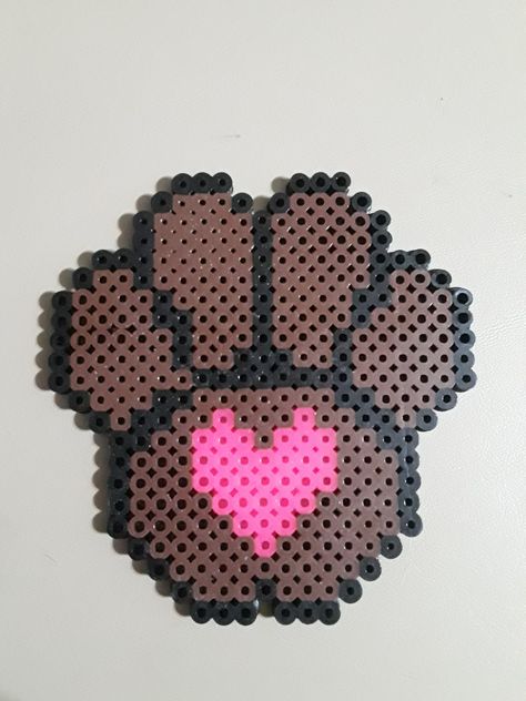 Dog Paw Perler Beads, Paw Print Perler Beads, Dog Perler Bead Patterns, Dog Template, Pixel Beads, Pearl Beads Pattern, Beads Pattern, Lucky Duck, Beads Design